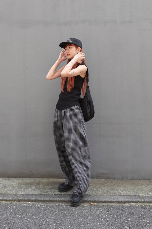 チェックボリュームラフパンツ